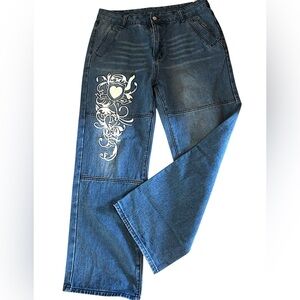 Y2k Vintage Heart Fluttered Low Rise Jeans